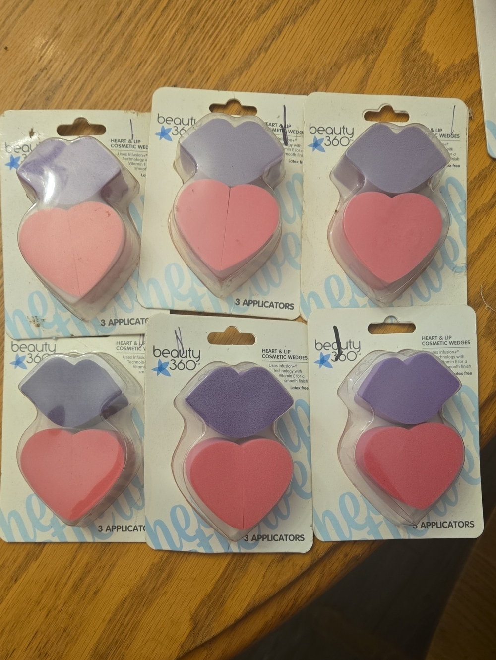 beauty 360 Heart & Lip Cosmetic Wedges - 6 Packs - New